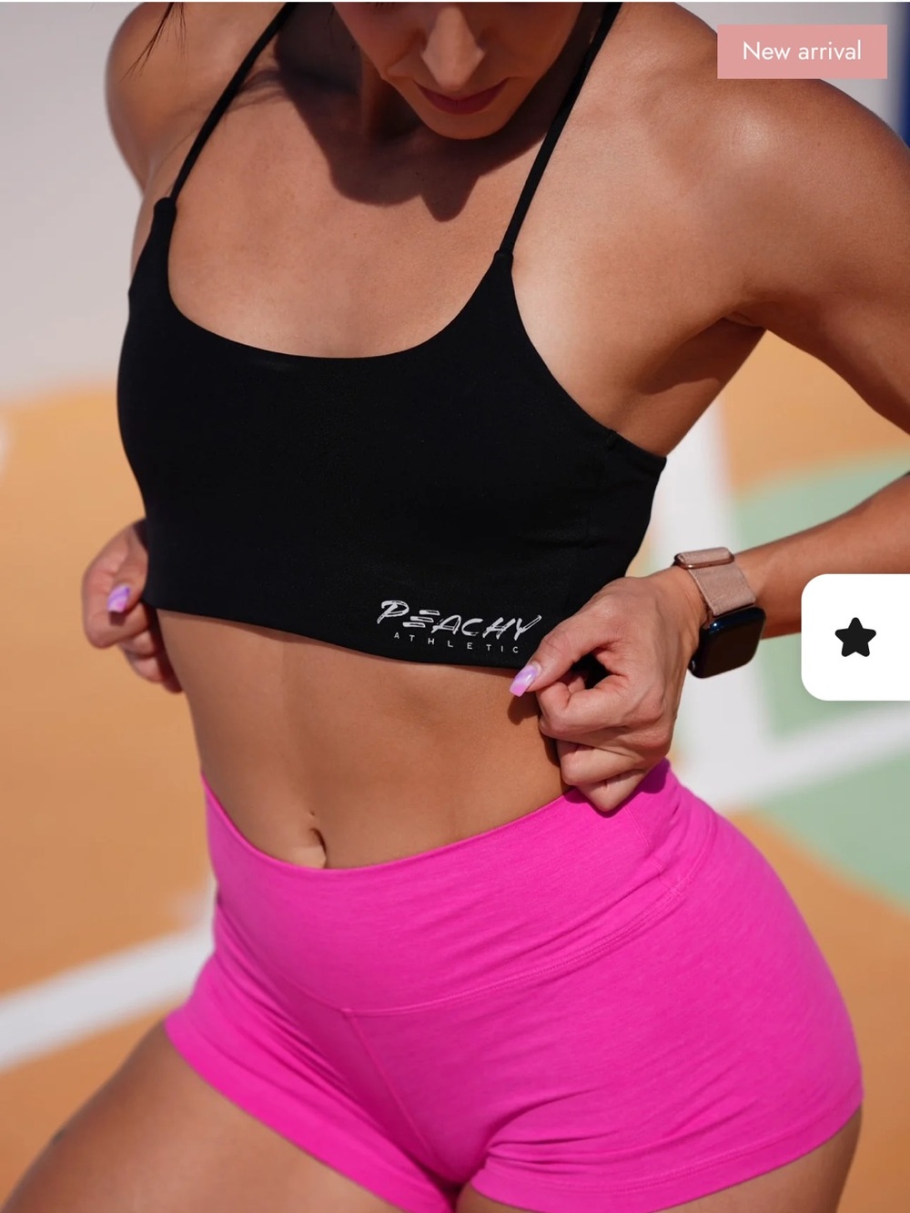 Strappy Back Sports Bra - Black - Picture 2 of 10